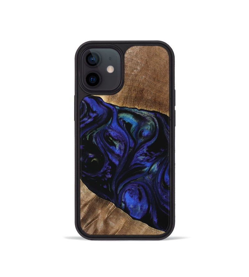 iPhone 12 mini Wood Phone Case - HuuLiem (Blue, 733759)