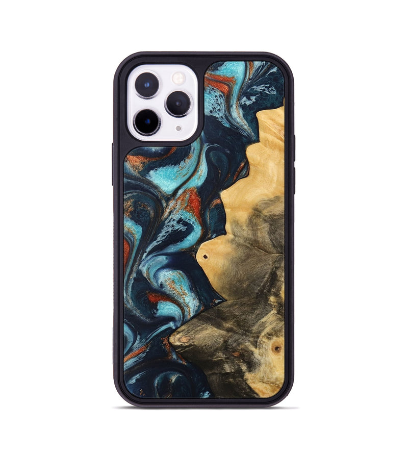 iPhone 11 Pro Wood Phone Case - Pamala (Teal & Gold, 733766)