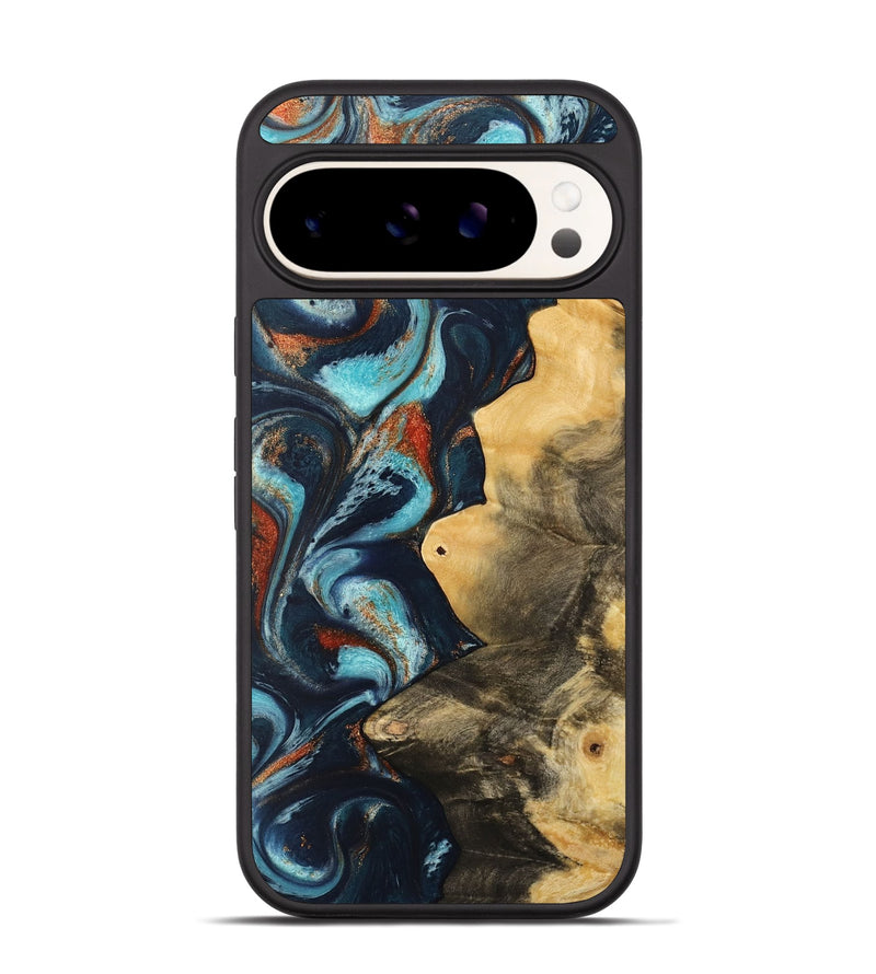 Pixel 9 Wood Phone Case - Pamala (Teal & Gold, 733766)