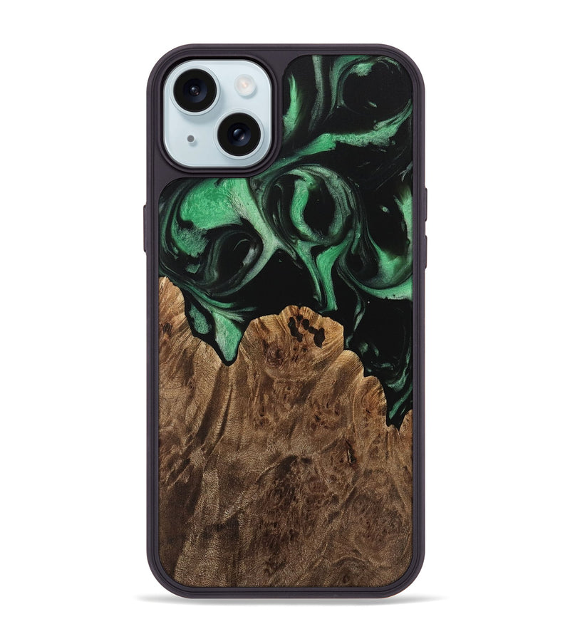 iPhone 15 Plus Wood Phone Case - Flora (Green, 733769)