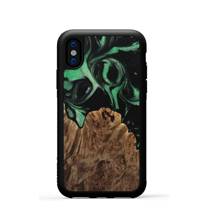 iPhone Xs Wood Phone Case - Flora (Green, 733769)