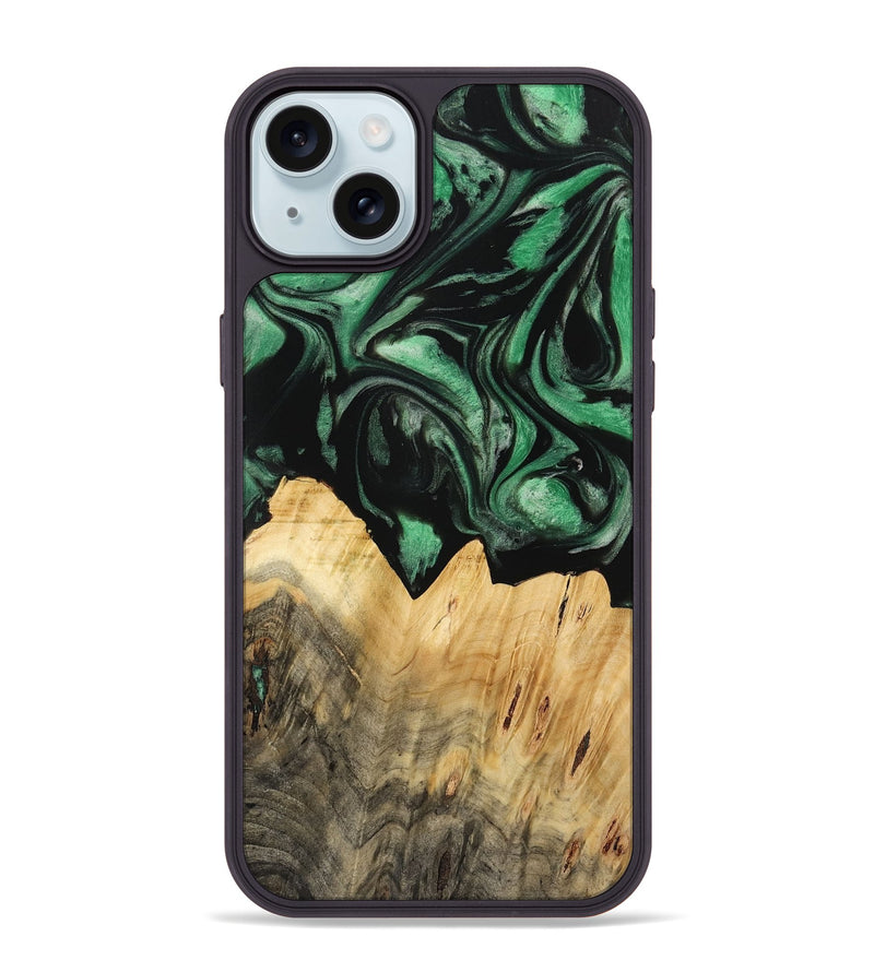 iPhone 15 Plus Wood Phone Case - Simonne (Green, 733773)