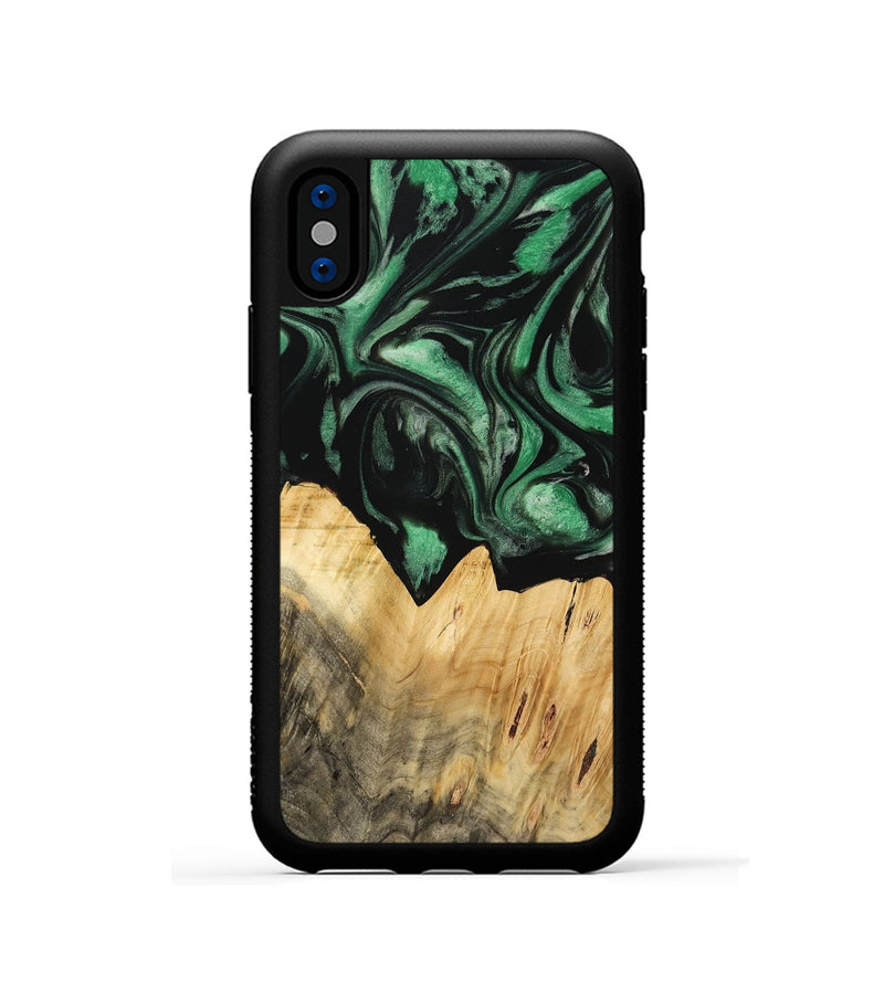 iPhone Xs Wood Phone Case - Simonne (Green, 733773)