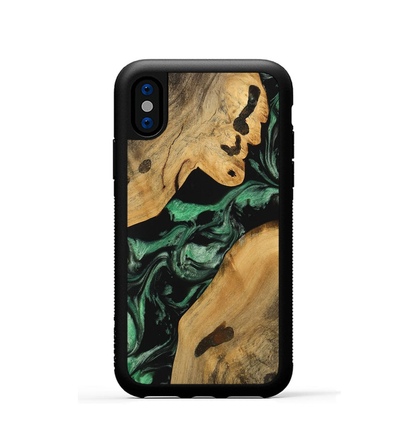 iPhone Xs Wood Phone Case - Jessi (Green, 733775)