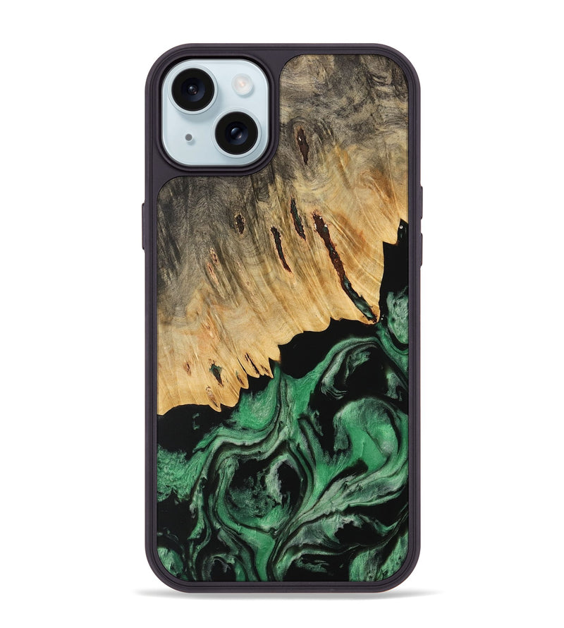 iPhone 15 Plus Wood Phone Case - Ioan (Green, 733776)