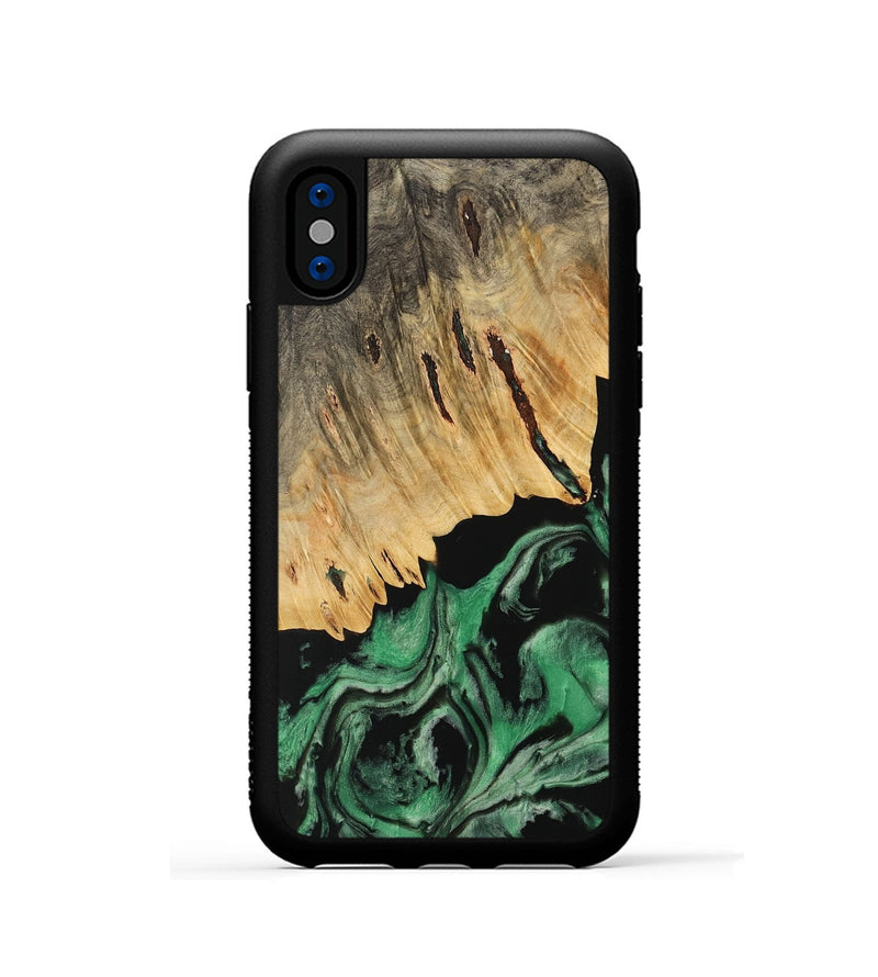 iPhone Xs Wood Phone Case - Ioan (Green, 733776)