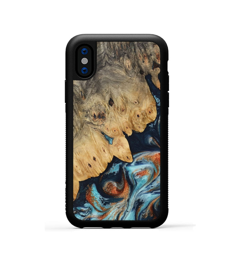 iPhone Xs Wood Phone Case - Sanjeet (Teal & Gold, 733777)