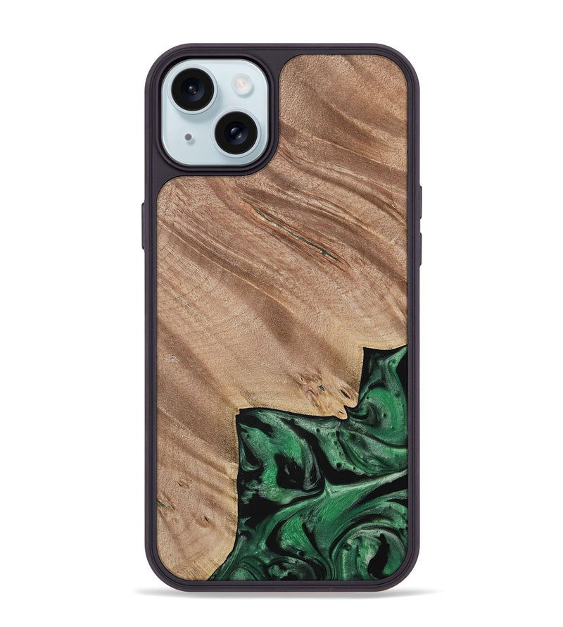 iPhone 15 Plus Wood Phone Case - Maridel (Green, 733782)