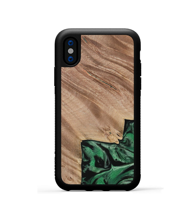 iPhone Xs Wood Phone Case - Maridel (Green, 733782)