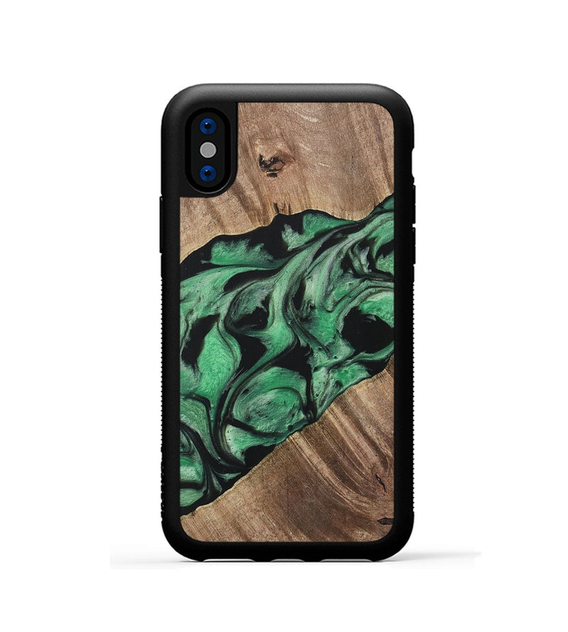 iPhone Xs Wood Phone Case - Linea (Green, 733783)