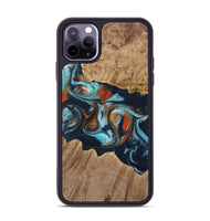 iPhone 11 Pro Max Wood Phone Case - Stevena (Teal & Gold, 733792)