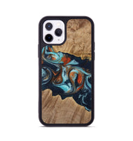 iPhone 11 Pro Wood Phone Case - Stevena (Teal & Gold, 733792)