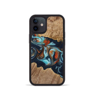 iPhone 12 mini Wood Phone Case - Stevena (Teal & Gold, 733792)