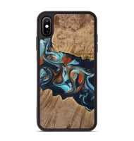 iPhone Xs Max Wood Phone Case - Stevena (Teal & Gold, 733792)