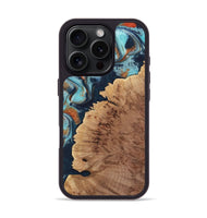 iPhone 16 Pro Wood Phone Case - Jocelin (Teal & Gold, 733794)