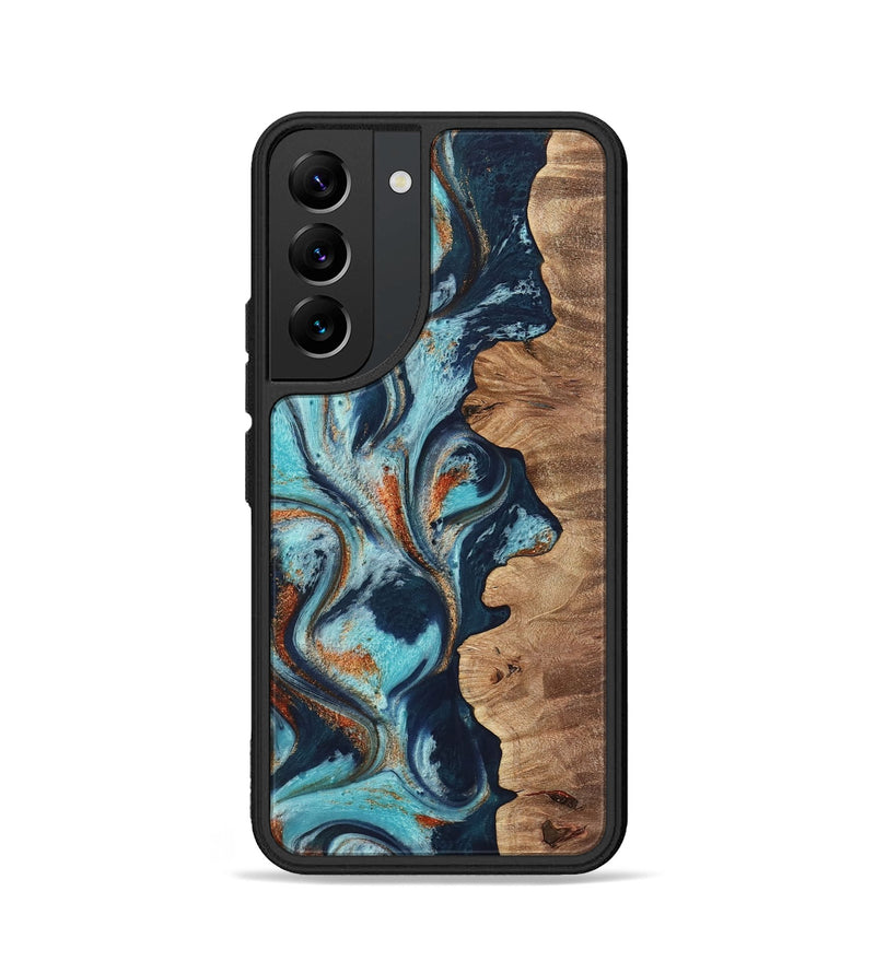 Galaxy S22 Wood Phone Case - Sydelle (Teal & Gold, 733795)