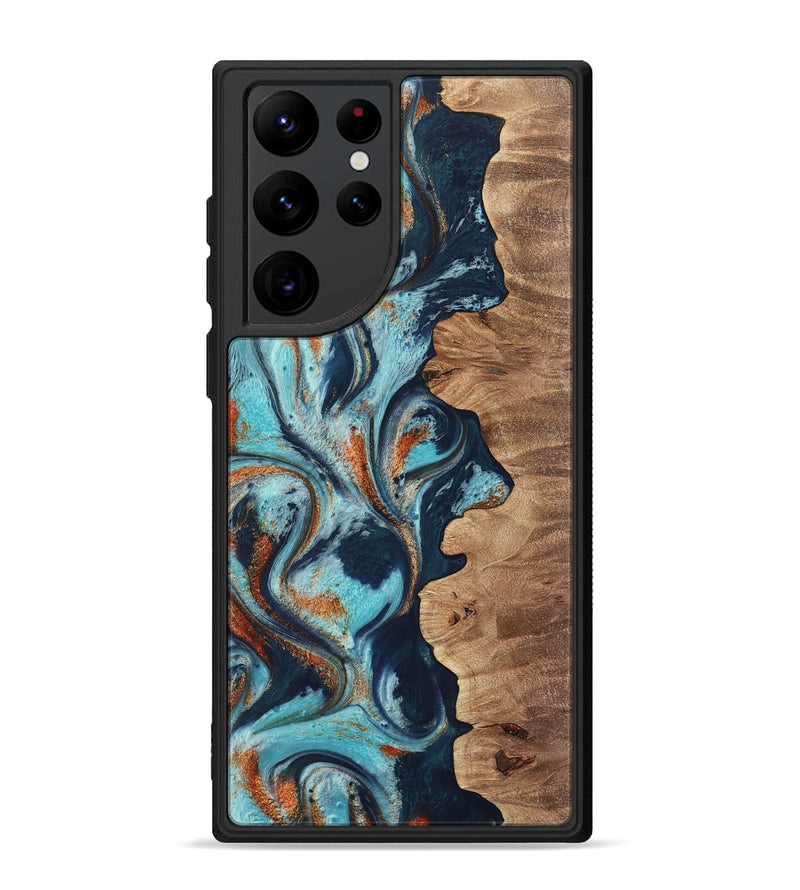 Galaxy S22 Ultra Wood Phone Case - Sydelle (Teal & Gold, 733795)