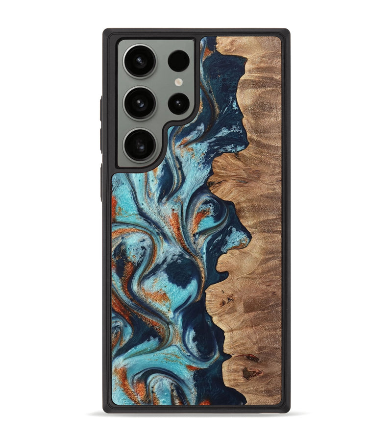 Galaxy S23 Ultra Wood Phone Case - Sydelle (Teal & Gold, 733795)