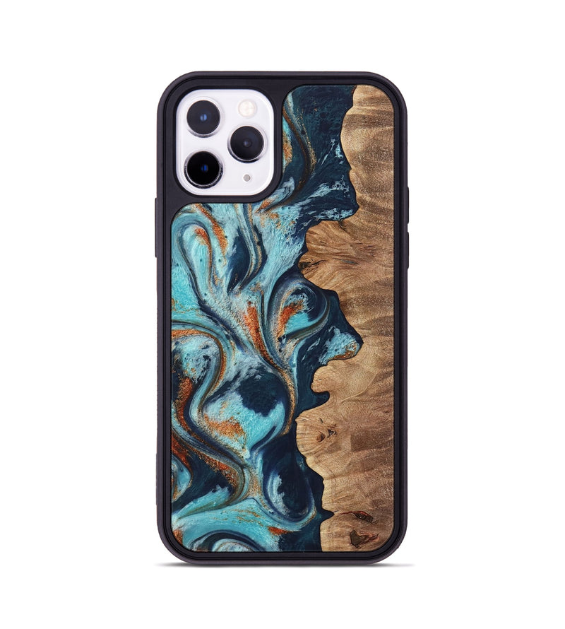 iPhone 11 Pro Wood Phone Case - Sydelle (Teal & Gold, 733795)