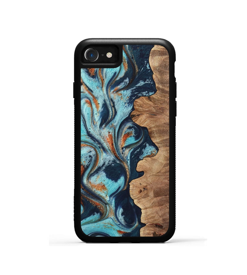 iPhone SE Wood Phone Case - Sydelle (Teal & Gold, 733795)