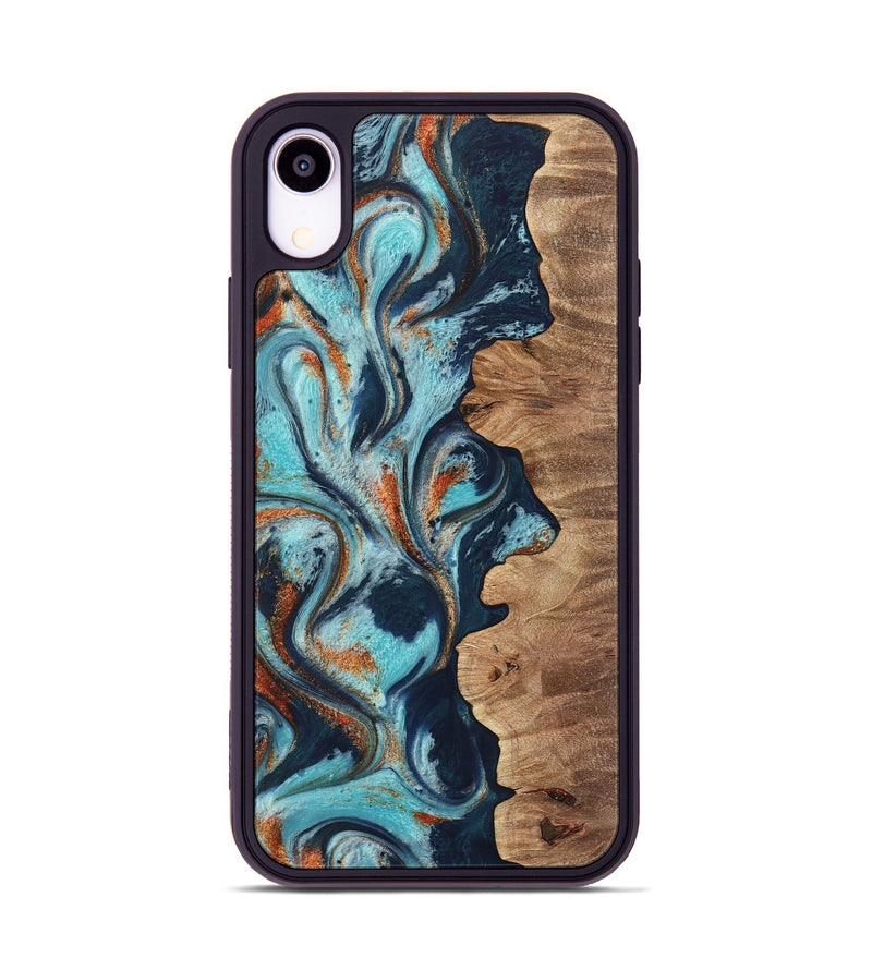 iPhone Xr Wood Phone Case - Sydelle (Teal & Gold, 733795)