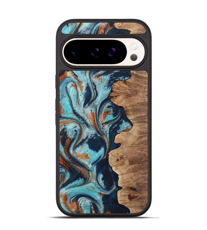 Pixel 9 Wood Phone Case - Sydelle (Teal & Gold, 733795)