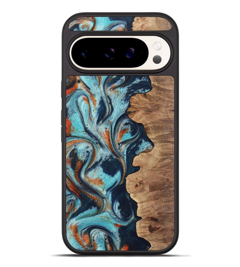 Pixel 9 Pro XL Wood Phone Case - Sydelle (Teal & Gold, 733795)