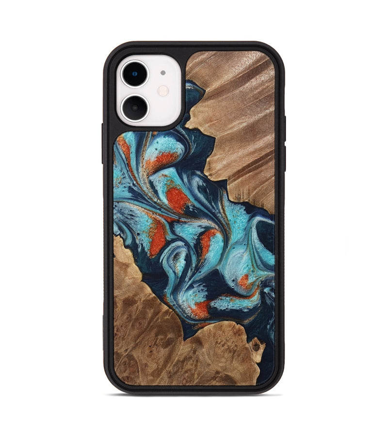 iPhone 11 Wood Phone Case - Chet (Teal & Gold, 733796)