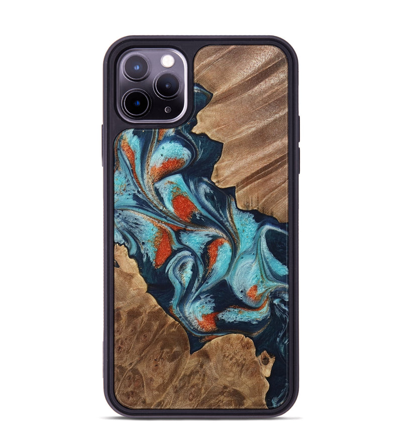 iPhone 11 Pro Max Wood Phone Case - Chet (Teal & Gold, 733796)