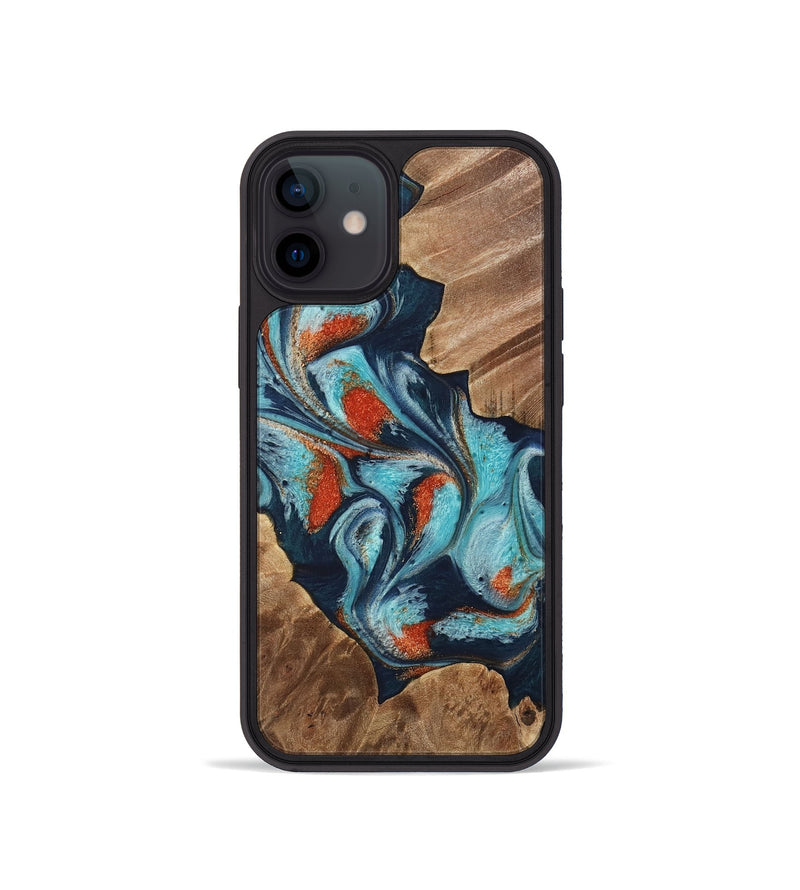 iPhone 12 mini Wood Phone Case - Chet (Teal & Gold, 733796)