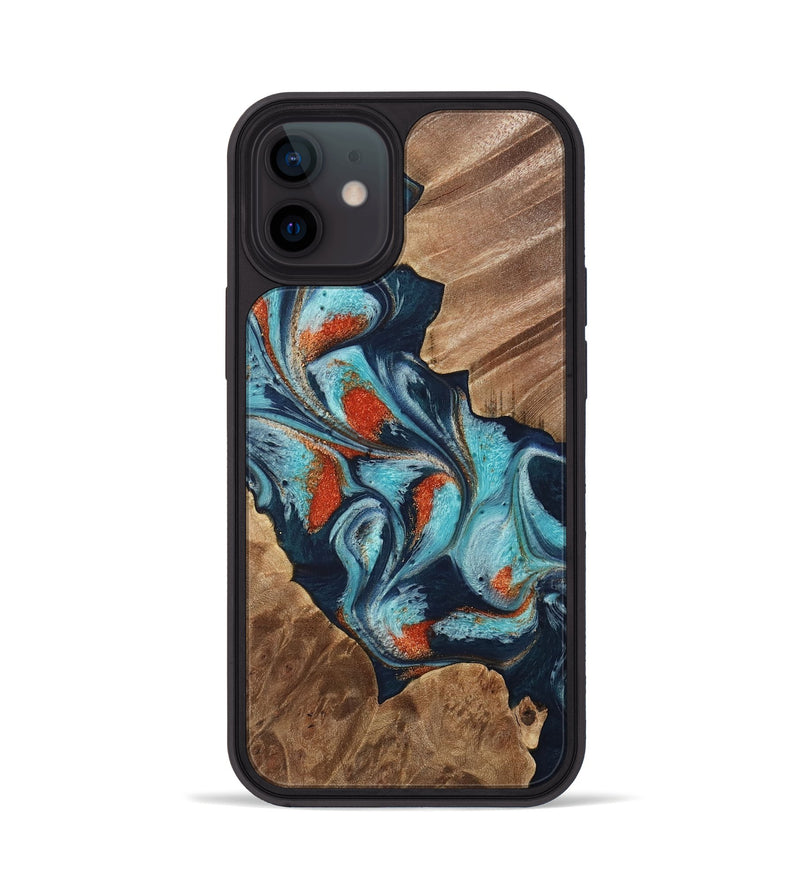 iPhone 12 Wood Phone Case - Chet (Teal & Gold, 733796)