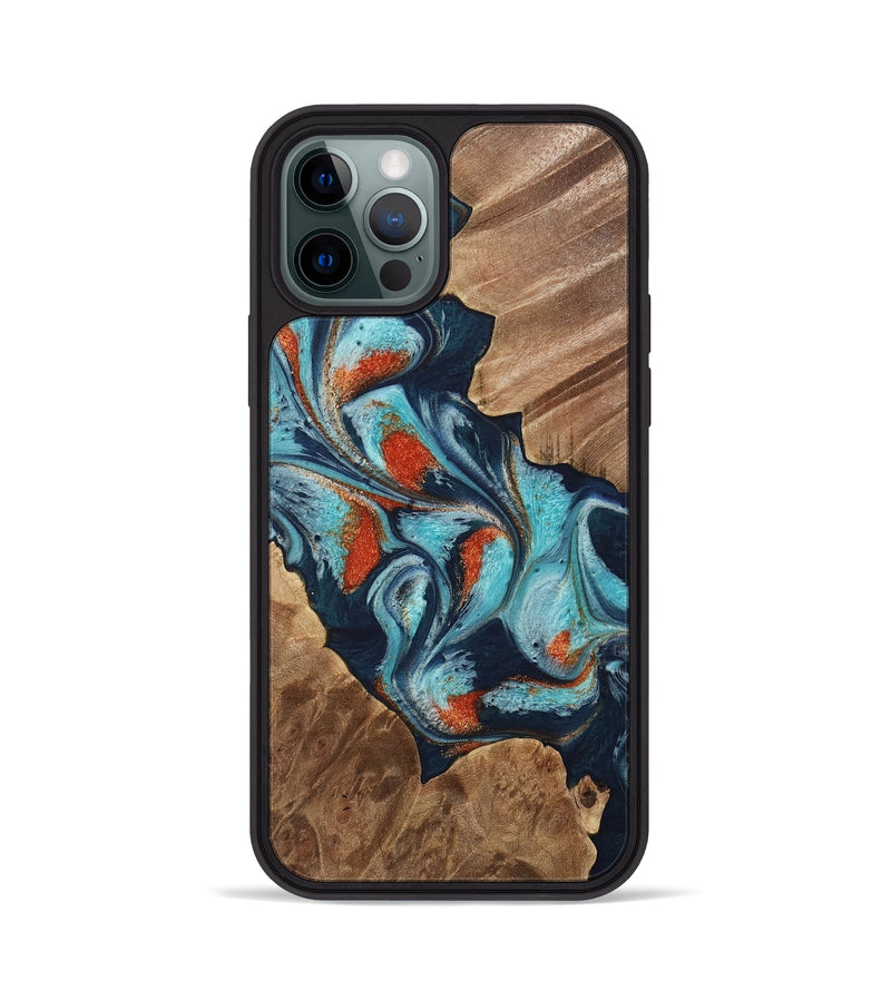 iPhone 12 Pro Wood Phone Case - Chet (Teal & Gold, 733796)