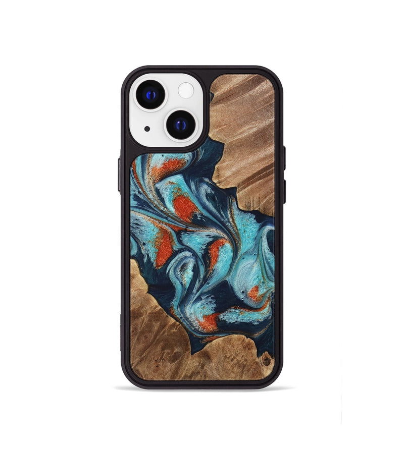 iPhone 13 mini Wood Phone Case - Chet (Teal & Gold, 733796)