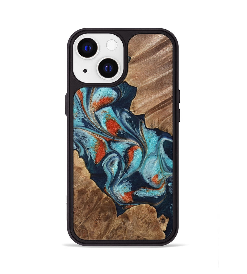 iPhone 13 Wood Phone Case - Chet (Teal & Gold, 733796)