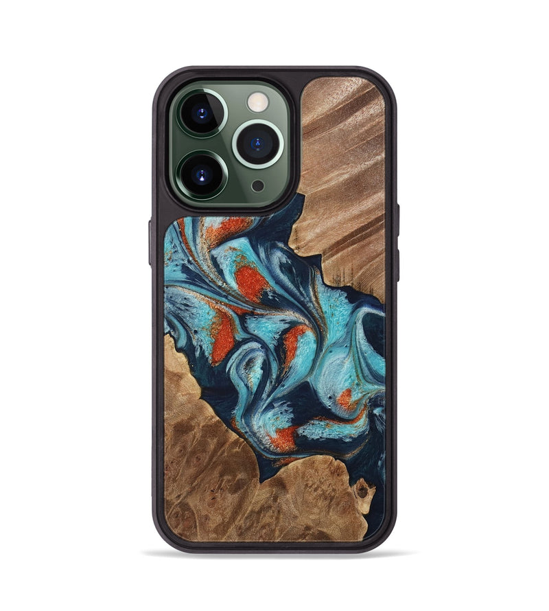 iPhone 13 Pro Wood Phone Case - Chet (Teal & Gold, 733796)