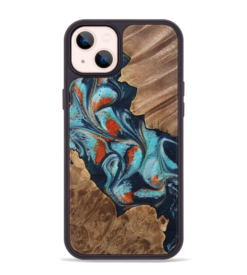 iPhone 14 Plus Wood Phone Case - Chet (Teal & Gold, 733796)