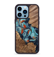 iPhone 14 Pro Max Wood Phone Case - Chet (Teal & Gold, 733796)