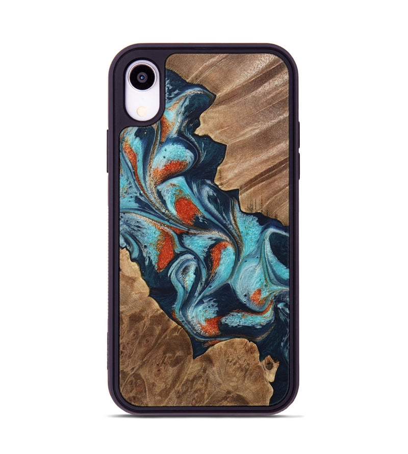 iPhone Xr Wood Phone Case - Chet (Teal & Gold, 733796)