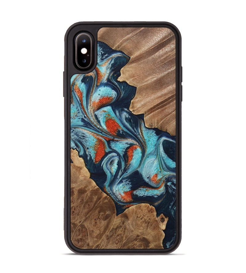 iPhone Xs Max Wood Phone Case - Chet (Teal & Gold, 733796)