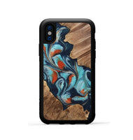 iPhone Xs Wood Phone Case - Chet (Teal & Gold, 733796)