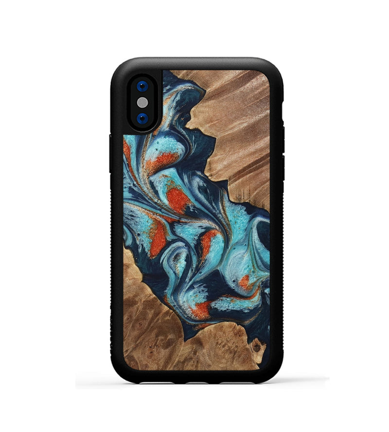 iPhone Xs Wood Phone Case - Chet (Teal & Gold, 733796)