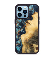 iPhone 14 Pro Max Wood Phone Case - Sharity (Teal & Gold, 733800)