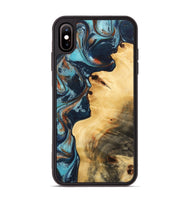 iPhone Xs Max Wood Phone Case - Sharity (Teal & Gold, 733800)