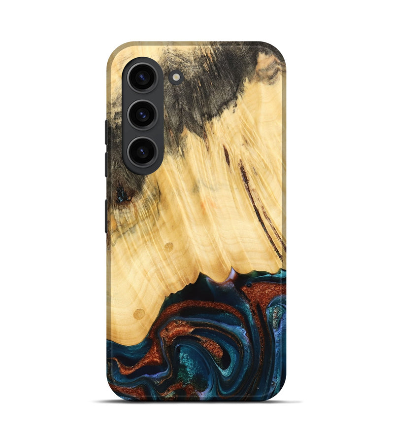 Galaxy S23 Wood Live Edge Phone Case - Pratt (Teal & Gold, 733817)