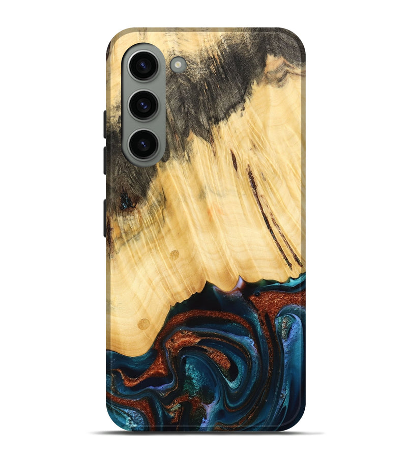 Galaxy S23 Plus Wood Live Edge Phone Case - Pratt (Teal & Gold, 733817)