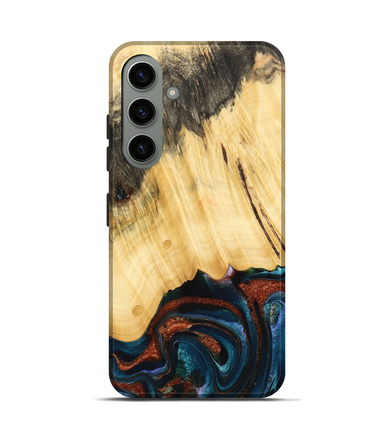 Galaxy S24 Wood Live Edge Phone Case - Pratt (Teal & Gold, 733817)