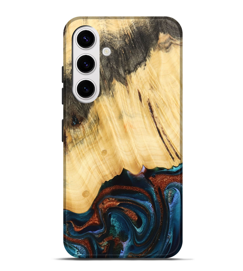 Galaxy S25 Plus Wood Live Edge Phone Case - Pratt (Teal & Gold, 733817)