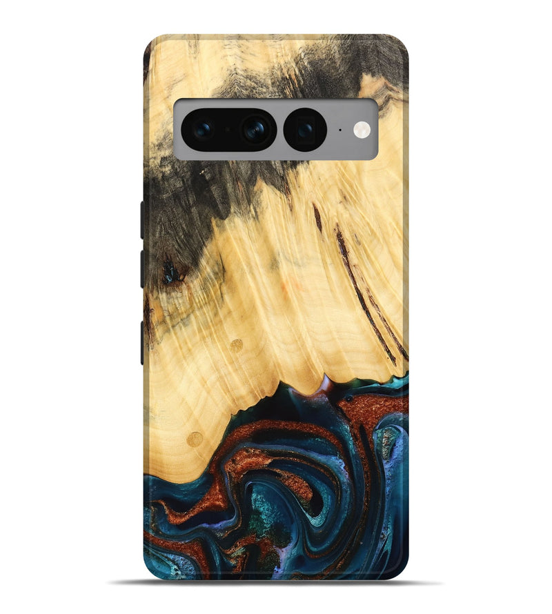 Pixel 7 Pro Wood Live Edge Phone Case - Pratt (Teal & Gold, 733817)