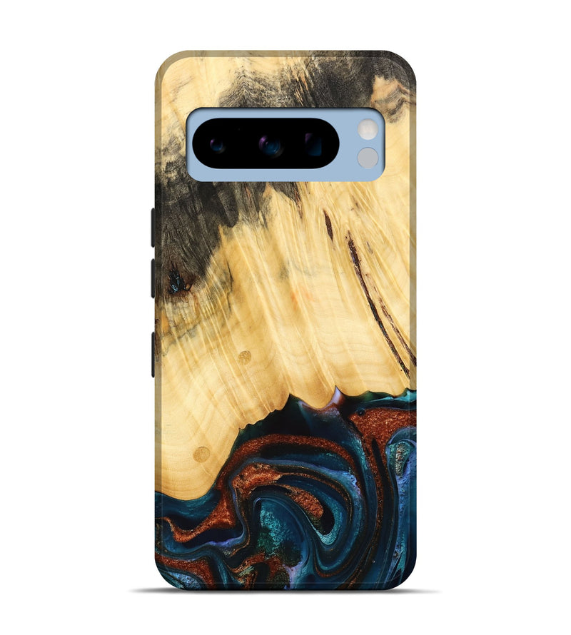 Pixel 8 Pro Wood Live Edge Phone Case - Pratt (Teal & Gold, 733817)