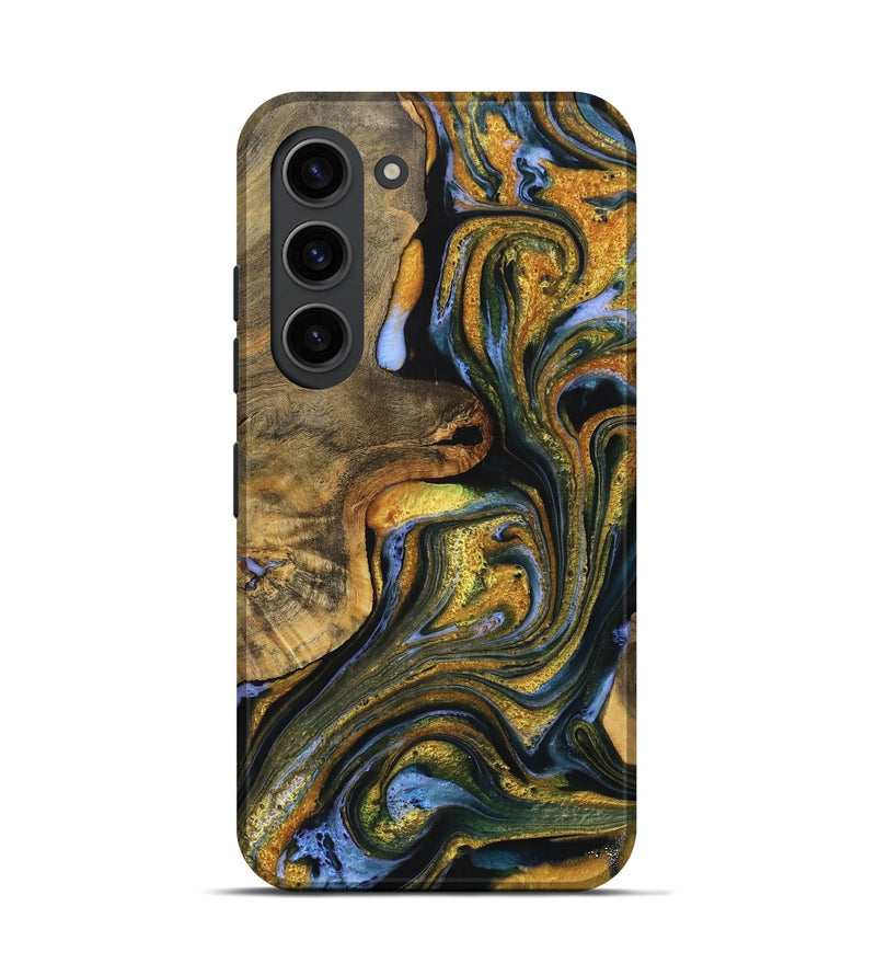 Galaxy S23 Wood Live Edge Phone Case - Letitia (Teal & Gold, 733818)